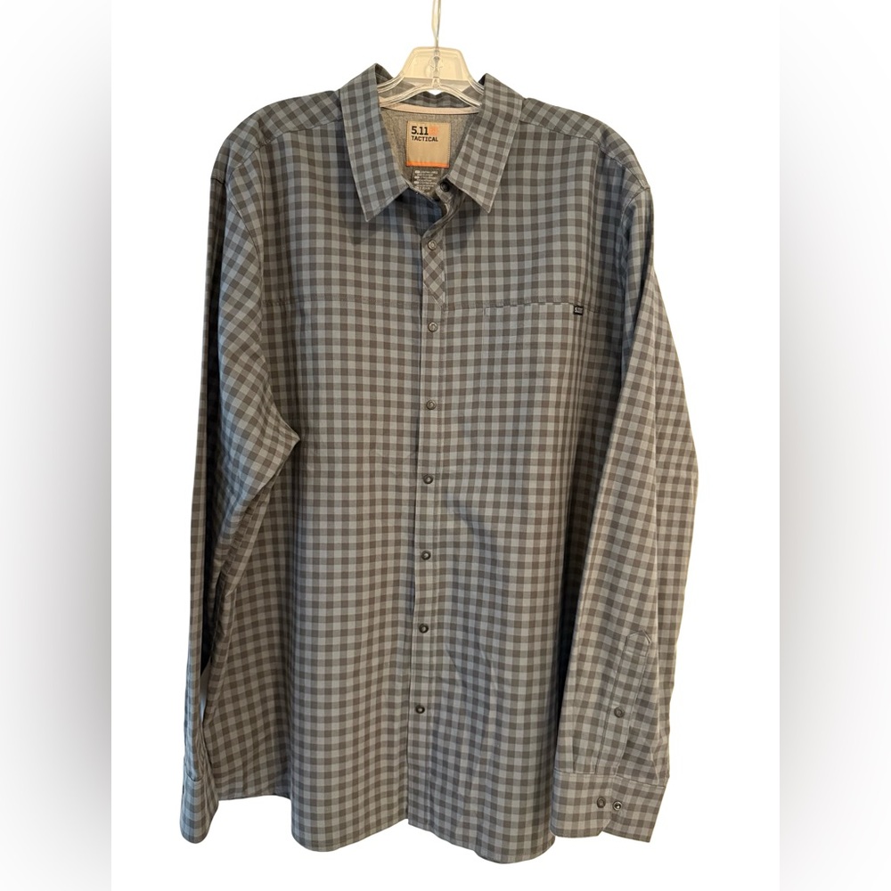 5.11 Tactical Men’s Button Down Shirt 2XL Gray Check Long Sleeve